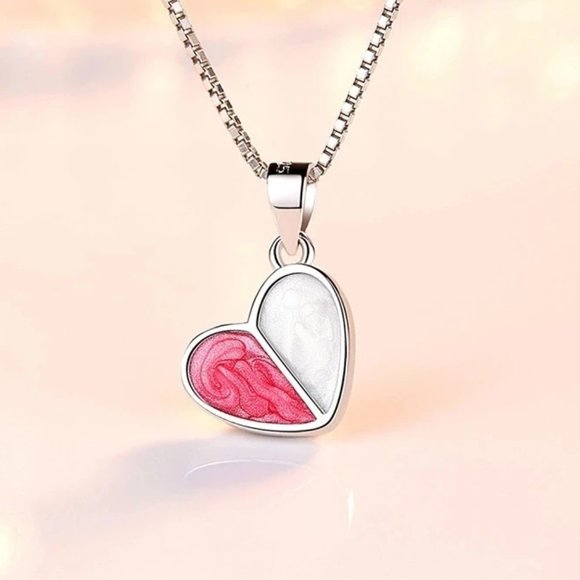 ⭐4pc Bundle Sale⭐ Pink & White Earrings, Pendant & 18" Chain Sterling Silver - Picture 2 of 8